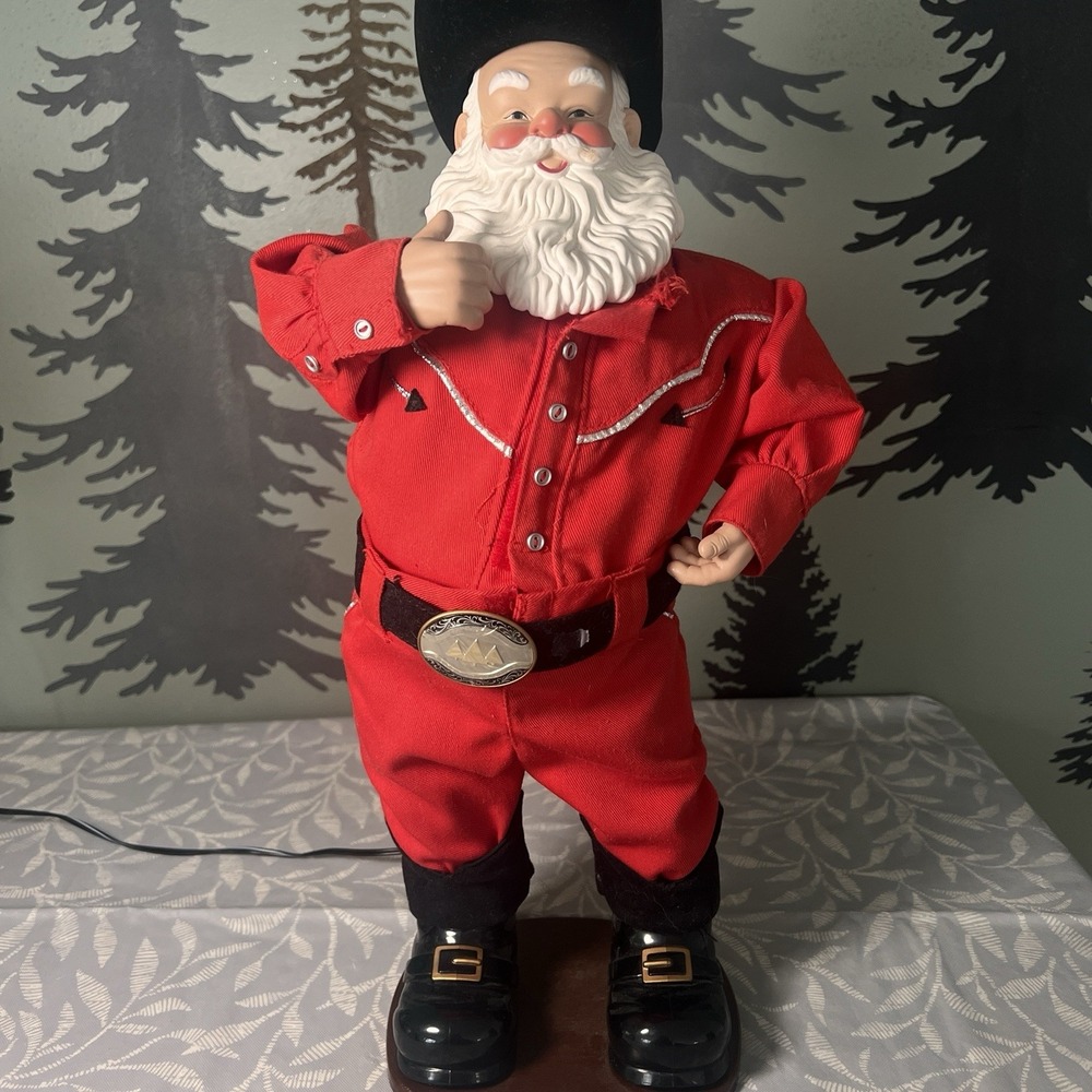 VTG Holly Jolly Rock‎ Santa Singing Hip-Swingin' Santa Cowboy 1999 Alan Jackson